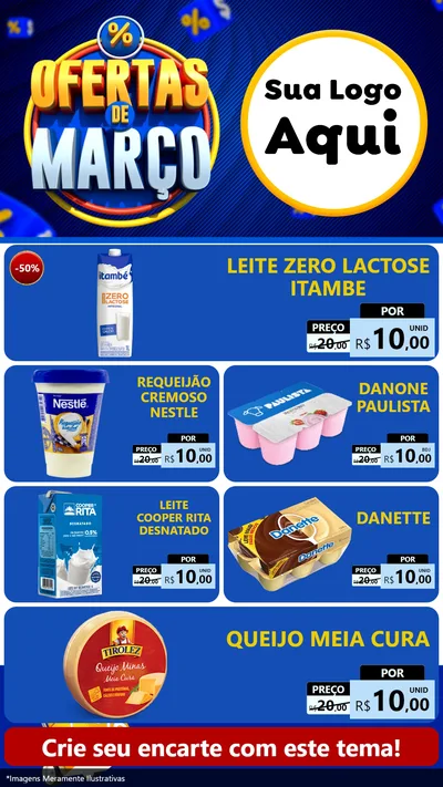 Modelo de TV para TV Vertical com o tema Ofertas de Março para Frios e Laticínios
