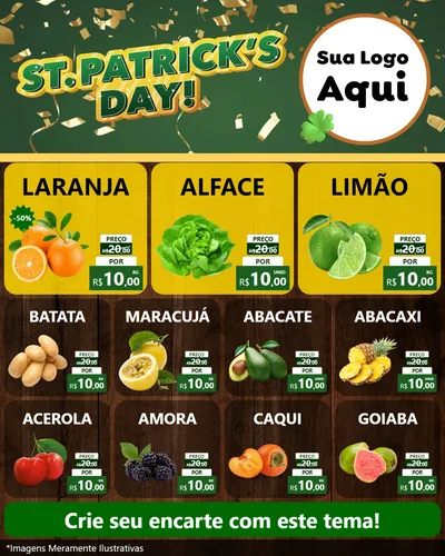 Modelo de Rede Social para Feed Instagram com o tema St Patriks Day para Hortifrúti