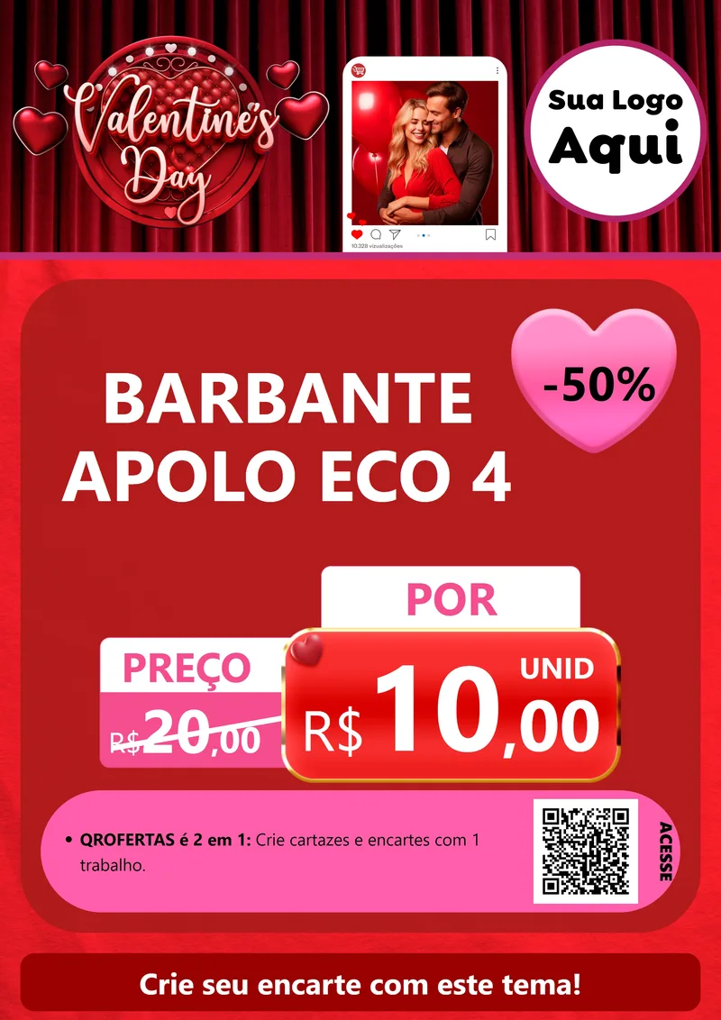Modelo de Cartaz para Cartaz A4 Vertical com o tema Valentine's Day para Armarinho e Aviamentos