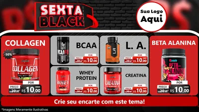 Modelo de TV para TV Horizontal com o tema Sexta Black para Suplementos alimentares