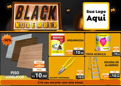 Modelo de Encarte para Encarte A4 Horizontal com o tema Black November para Material para Construção