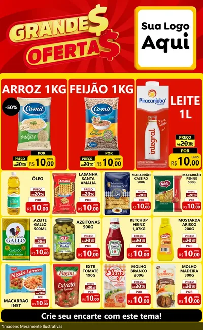 Modelo de Encarte para Encarte Grande com o tema Grandes Ofertas para Supermercado