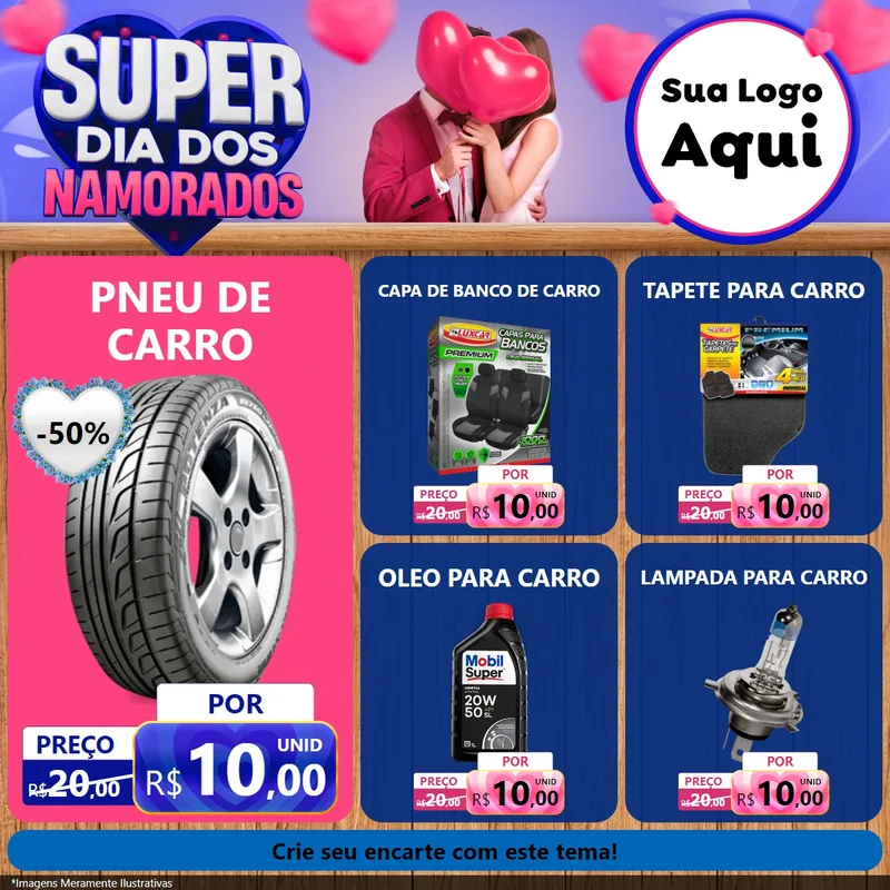 Modelo de Rede Social para Feed Facebook com o tema Super Dia dos Namorados para Auto peças