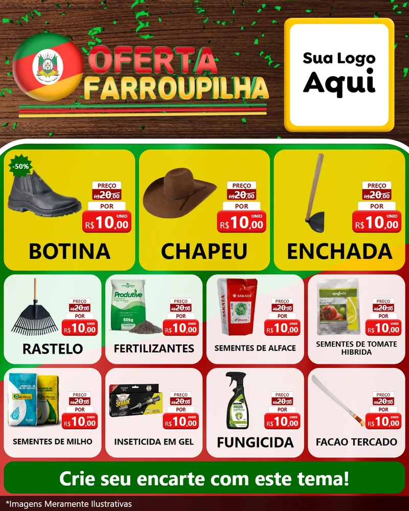 Modelo de Rede Social para Feed Instagram com o tema Oferta Farroupilha para Agropecuária