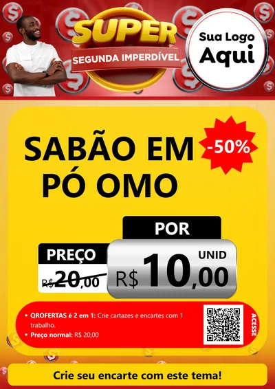 Modelo de Cartaz para Cartaz A4 Vertical com o tema Super Segunda Imperdível para Produtos de Limpeza