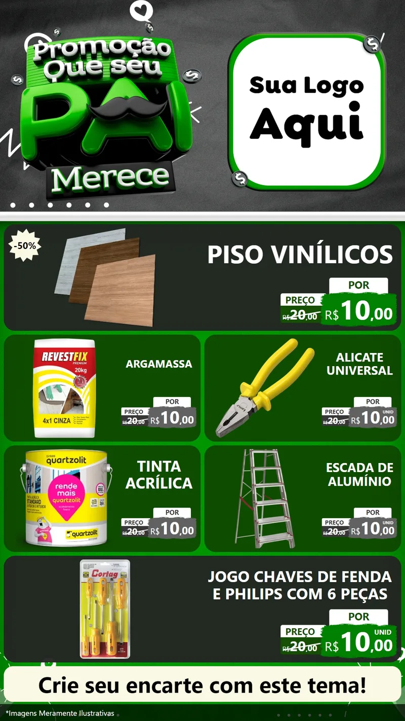 Modelo de TV para TV Vertical com o tema Promoção Que seu Pai Merece para Material para Construção