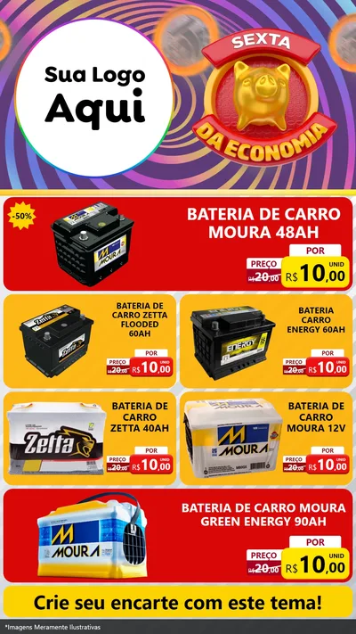 Modelo de TV para TV Vertical com o tema Sexta da Economia para Baterias Elétricas