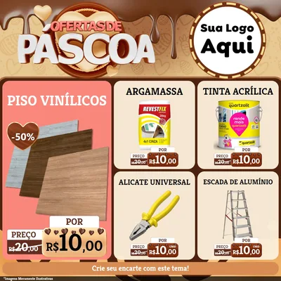 Modelo de Rede Social para Feed Facebook com o tema Ofertas de Páscoa para Material para Construção