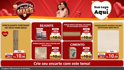 Modelo de TV para TV Horizontal com o tema Promoção Dia das Mães para Pisos e revestimentos