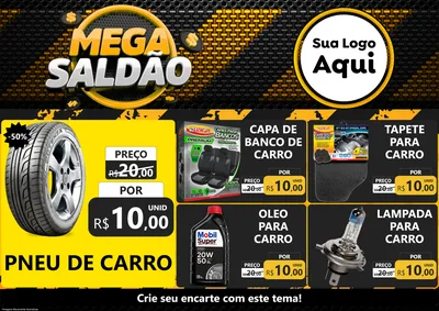 Modelo de Encarte para Encarte A4 Horizontal com o tema Mega Saldão para Auto peças