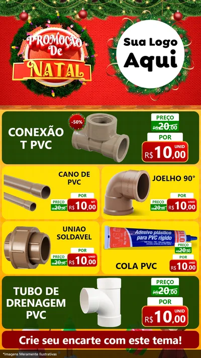 Modelo de TV para TV Vertical com o tema Promoção de Natal para Tubos e conexões