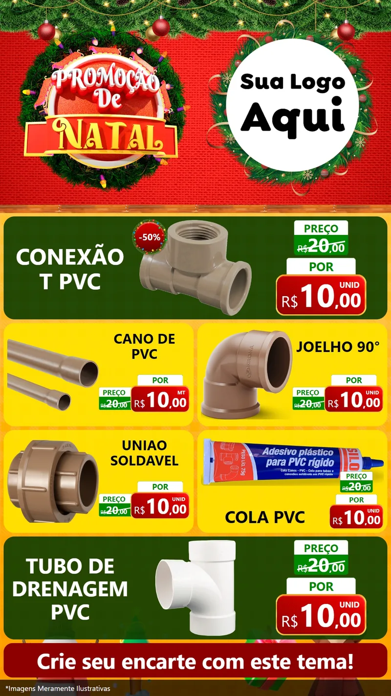Modelo de TV para TV Vertical com o tema Promoção de Natal para Tubos e conexões