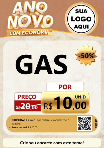 Modelo de Cartaz para Cartaz A4 Vertical com o tema Ano Novo Com Economia para Água e gás