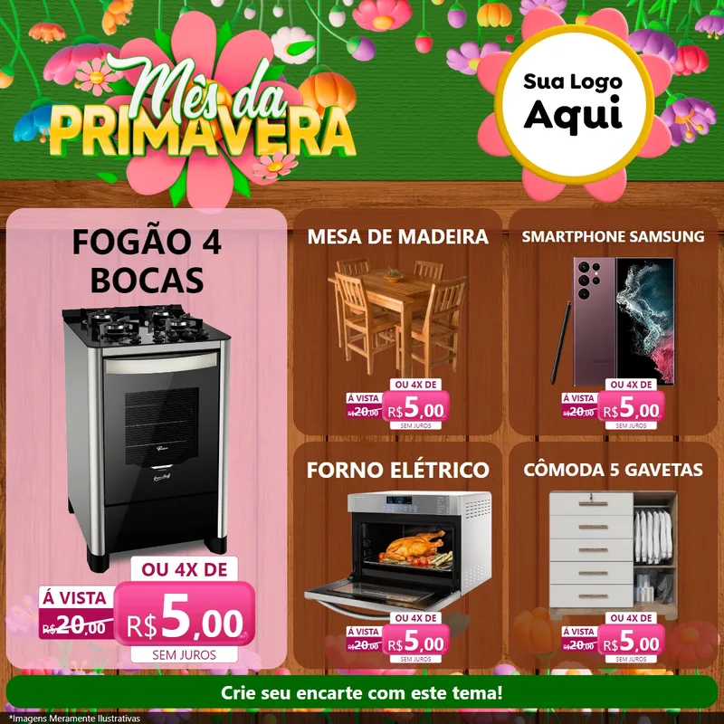Modelo de Rede Social para Feed Facebook com o tema Mês da Primavera para Móveis e Eletro
