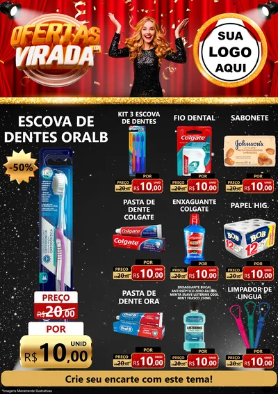 Modelo de Encarte para Encarte A4 Vertical com o tema Ofertas da Virada para Higiene Pessoal