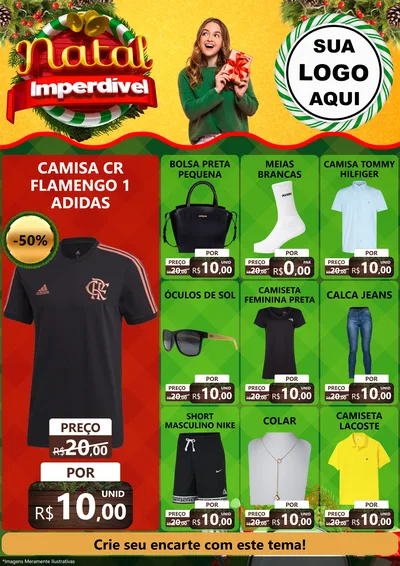 Modelo de Encarte para Encarte A4 Vertical com o tema Natal Imperdível para Roupas e acessórios