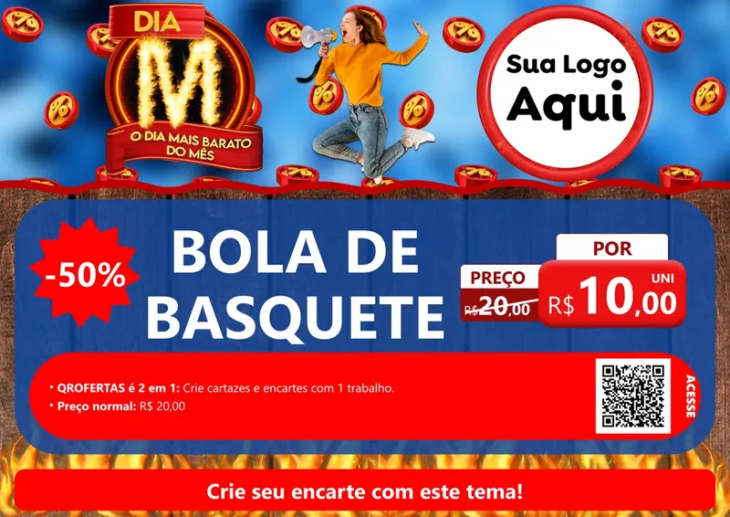 Modelo de Cartaz para Cartaz A4 Horizontal com o tema Dia M - O Dia Mais Barato Do Mês para Artigos Esportivos