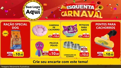 Modelo de TV para TV Horizontal com o tema Esquenta Carnaval para Pet Shop