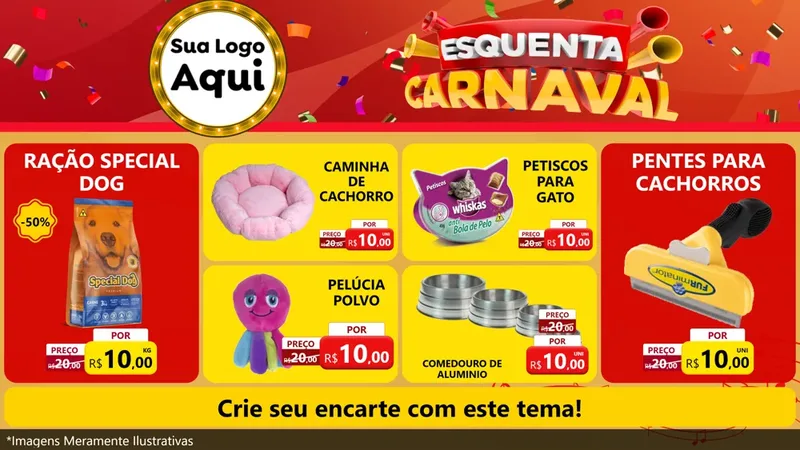 Modelo de TV para TV Horizontal com o tema Esquenta Carnaval para Pet Shop
