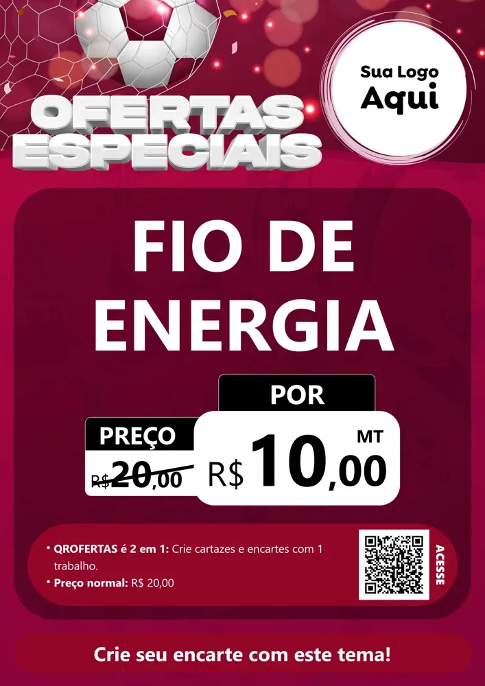 Modelo de Cartaz para Cartaz A4 Vertical com o tema Ofertas Especiais - Futebol para Materiais Elétricos