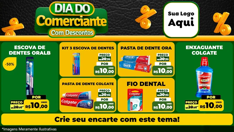 Modelo de TV para TV Horizontal com o tema Dia do Comerciante com Descontos para Higiene Pessoal
