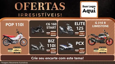 Modelo de TV para TV Horizontal com o tema Ofertas Irresistíveis! para Concessionaria de Motos
