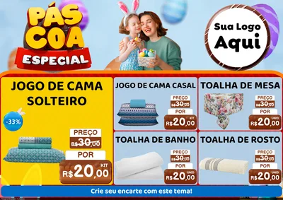 Modelo de Encarte para Encarte A4 Horizontal com o tema Páscoa Especial para Cama, Mesa e Banho