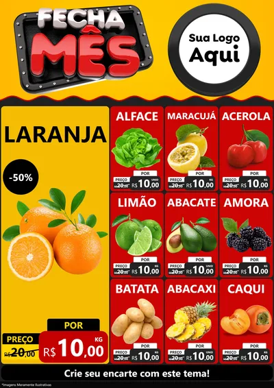 Modelo de Encarte para Encarte A4 Vertical com o tema Fecha Mês para Hortifrúti