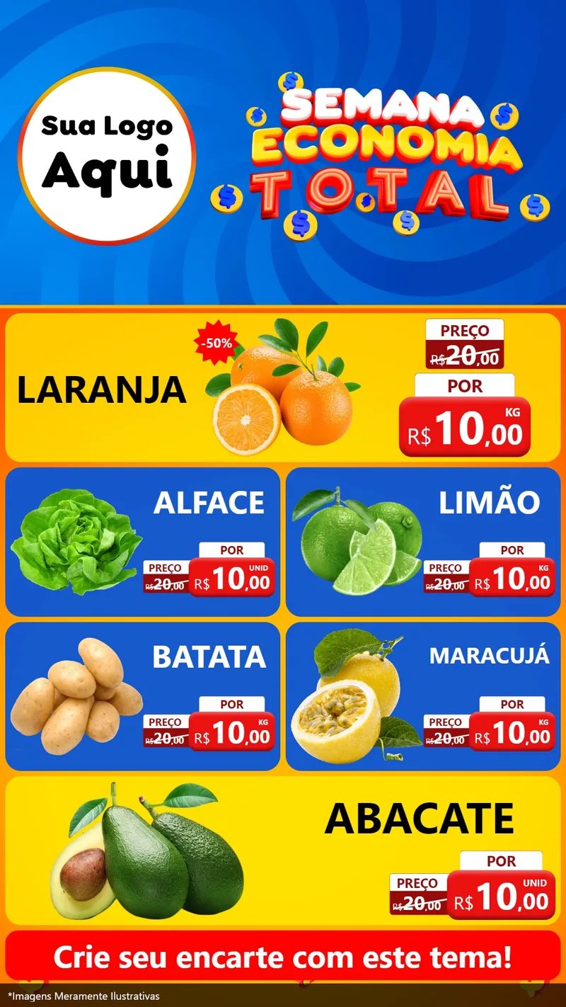 Modelo de TV para TV Vertical com o tema Semana Economia Total para Hortifrúti