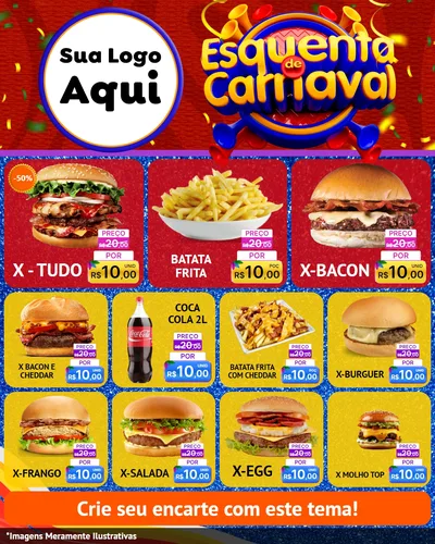 Modelo de Rede Social para Feed Instagram com o tema Esquenta de Carnaval para Hamburgueria