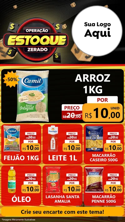 Modelo de Rede Social para Stories com o tema Operação Estoque Zerado para Supermercado