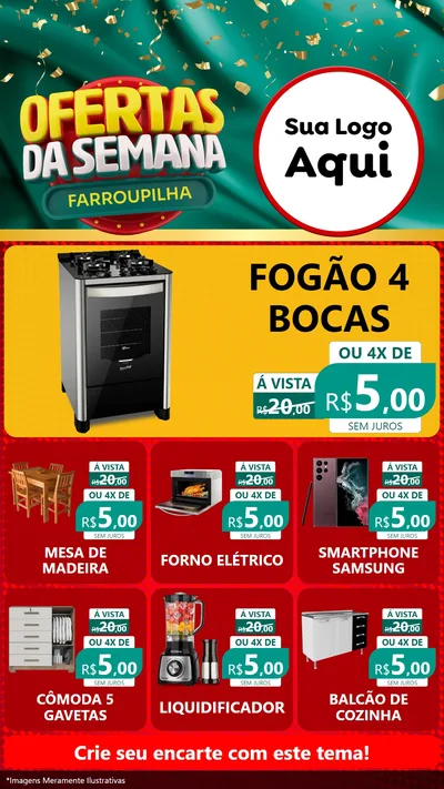 Modelo de Rede Social para Stories com o tema Ofertas da Semana Farroupilha para Móveis e Eletro