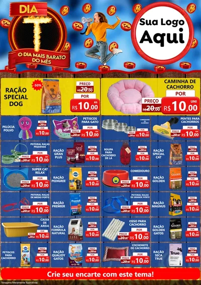Modelo de Encarte para Encarte A4 Vertical com o tema Dia T - O Dia Mais Barato Do Mês para Pet Shop