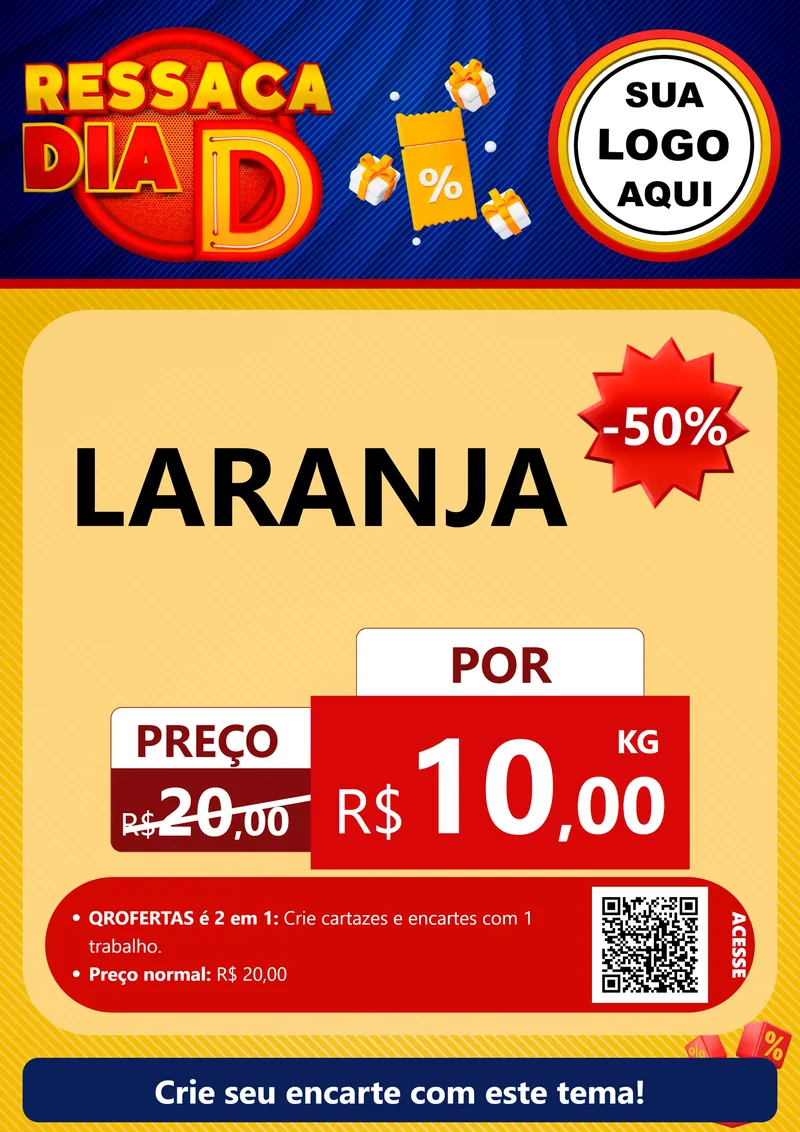 Modelo de Cartaz para Cartaz A4 Vertical com o tema Ressaca Dia D para Hortifrúti