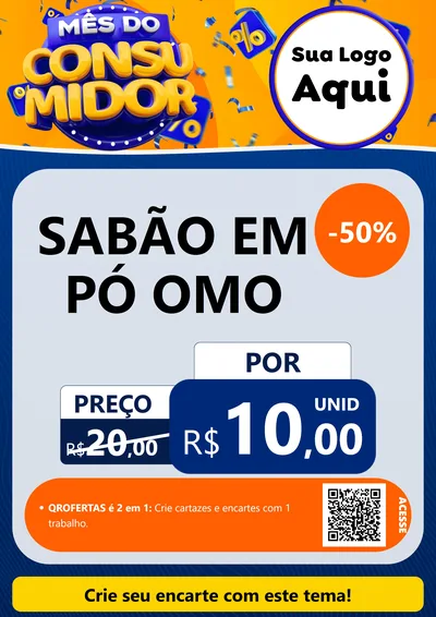 Modelo de Cartaz para Cartaz A4 Vertical com o tema Mês do Consumidor para Produtos de Limpeza