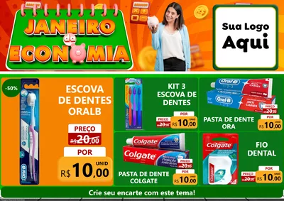Modelo de Encarte para Encarte A4 Horizontal com o tema Janeiro da Economia para Higiene Pessoal