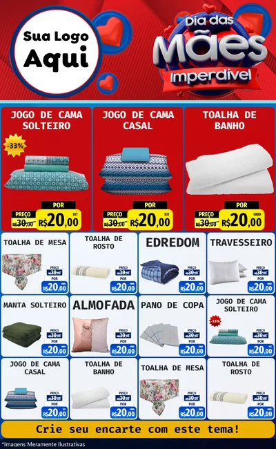 Modelo de Encarte para Encarte Grande com o tema Dia Das Mães Imperdível para Cama, Mesa e Banho
