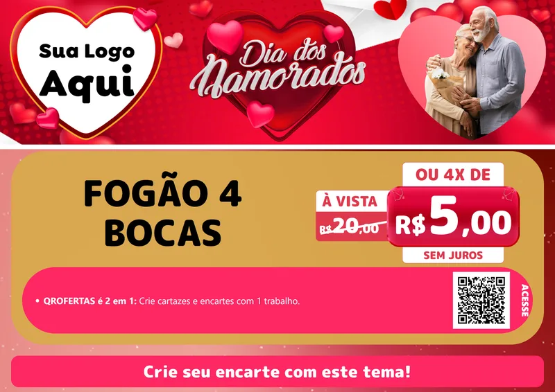 Modelo de Cartaz para Cartaz A4 Horizontal com o tema Dia Dos Namorados para Móveis e Eletro
