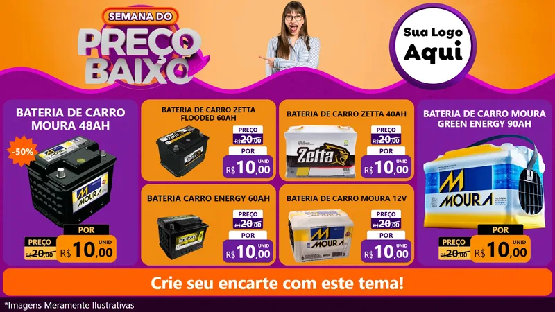 Modelo de TV para TV Horizontal com o tema Semana do Preço Baixo para Baterias Elétricas