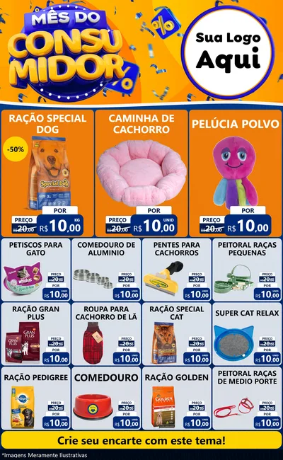 Modelo de Encarte para Encarte Grande com o tema Mês do Consumidor para Pet Shop