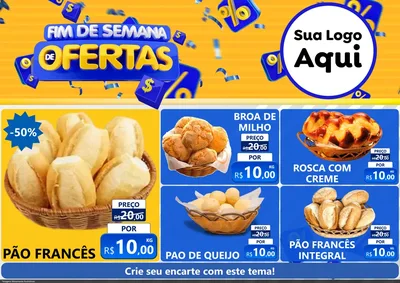 Modelo de Encarte para Encarte A4 Horizontal com o tema Fim de Semana de Ofertas para Padaria