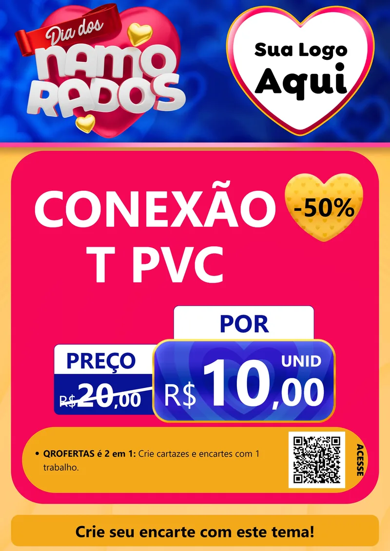 Modelo de Cartaz para Cartaz A4 Vertical com o tema Dia dos namorados para Tubos e conexões