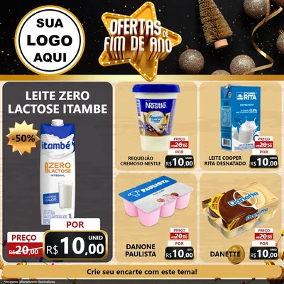 Modelo de Rede Social para Feed Facebook com o tema Ofertas de Fim de Ano para Frios e Laticínios