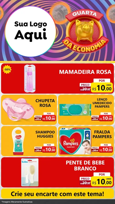 Modelo de TV para TV Vertical com o tema Quarta da Economia para Bebês