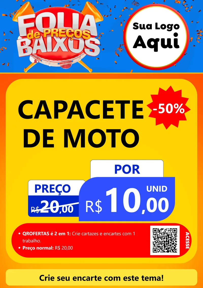 Modelo de Cartaz para Cartaz A4 Vertical com o tema Folia de Preços Baixos para Moto peças