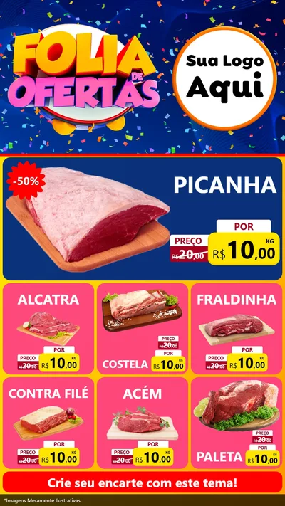 Modelo de Rede Social para Stories com o tema Folia de Ofertas para Açougue