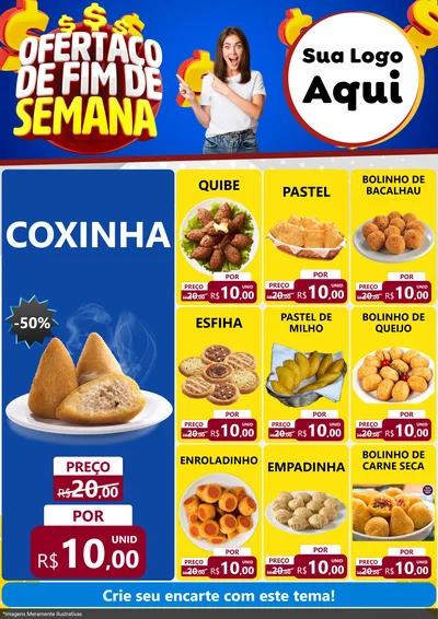 Modelo de Encarte para Encarte A4 Vertical com o tema Ofertaço de Fim de Semana para Salgadaria