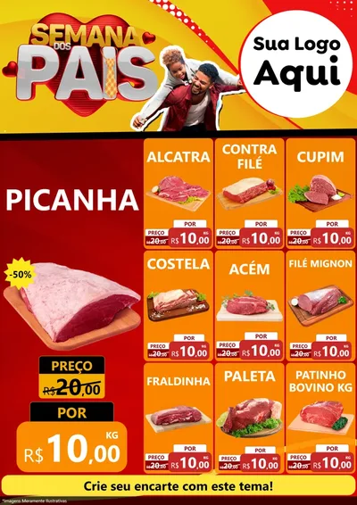 Modelo de Encarte para Encarte A4 Vertical com o tema Semana Dos Pais para Açougue