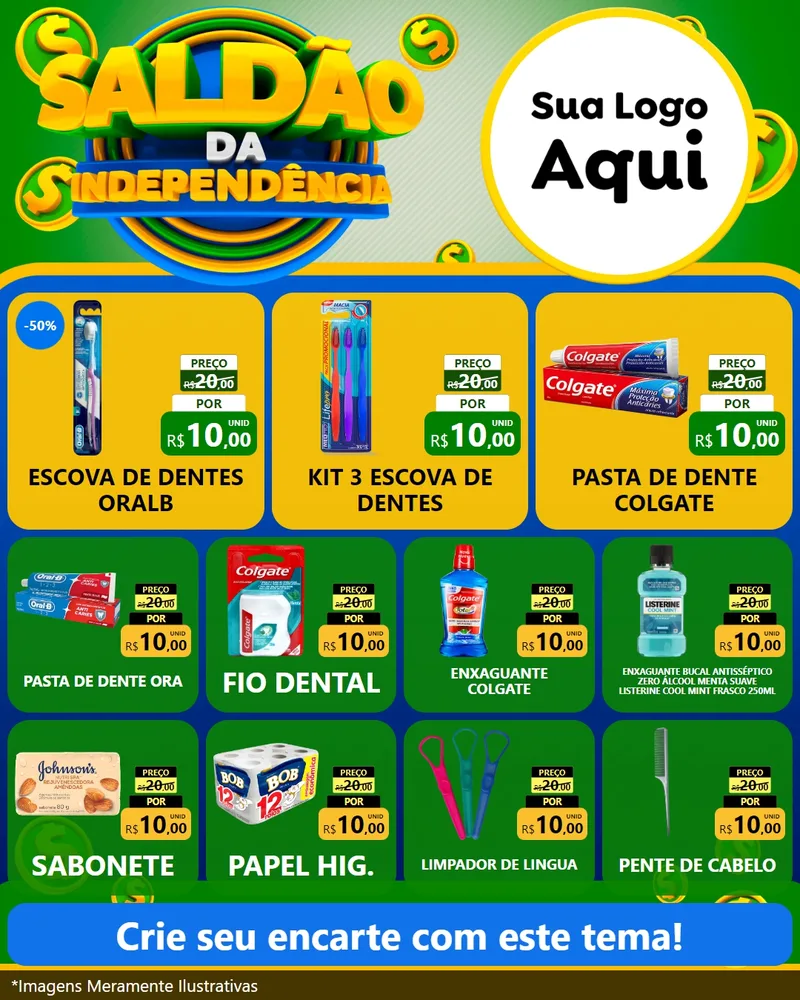 Modelo de Rede Social para Feed Instagram com o tema Saldão da Indepêndencia para Higiene Pessoal