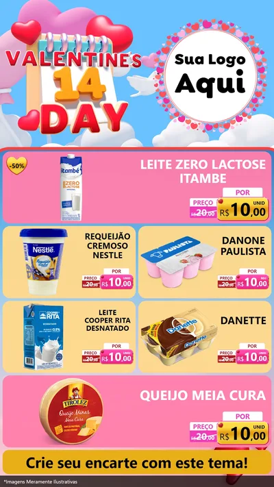Modelo de TV para TV Vertical com o tema Valentine's Day para Frios e Laticínios